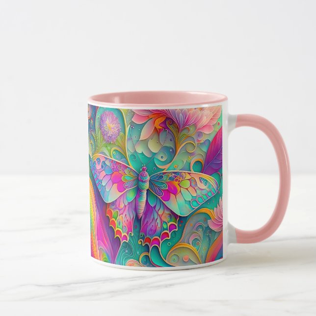 Färgämnen och blommor av Psychedelic Butterfly Mugg (Höger)