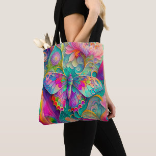 Färgämnen och blommor av Psychedelic Butterfly Tygkasse