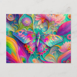 Färgämnen och blommor av Psychedelic Butterfly Vykort
