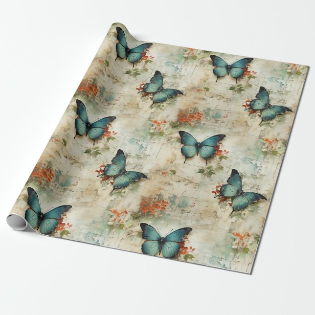 Färgämnen och blommor av Vintage (12) Presentpapper (Utrullad)