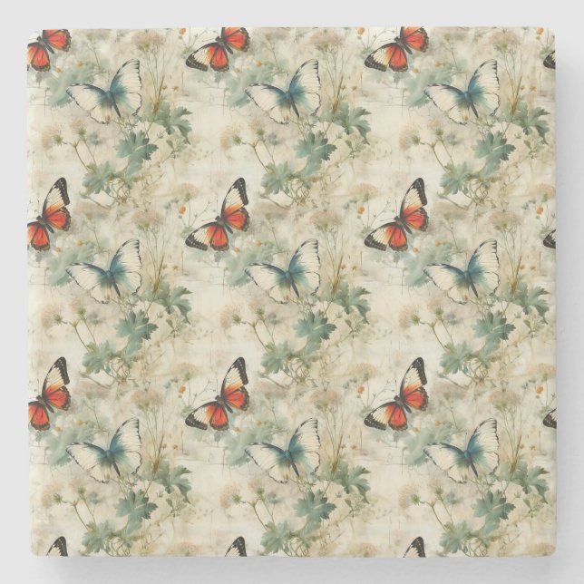 Färgämnen och blommor av Vintage (2) Stenunderlägg (Framsidan)