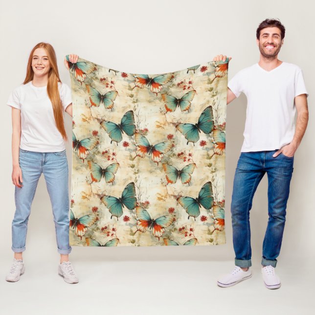 Färgämnen och blommor av Vintage (3) Fleecefilt (På plats)