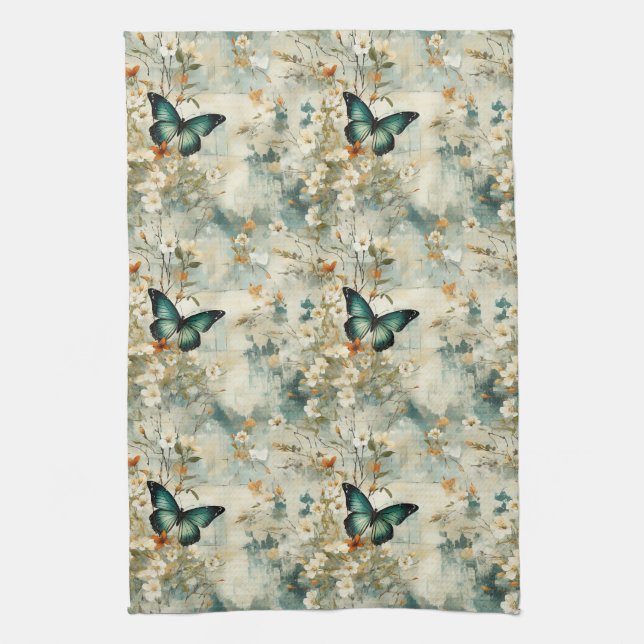 Färgämnen och blommor av Vintage (6) Kökshandduk (Vertikal)