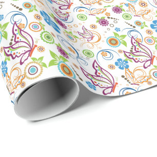 Färgämnen och blommor Mönster Monogram Presentpapper