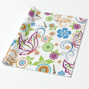 Färgämnen och blommor Mönster Presentpapper