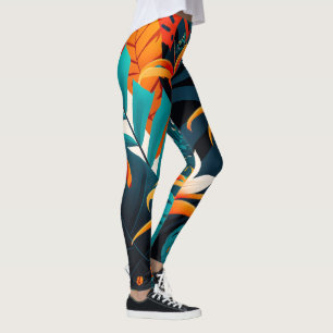 Färgämnen och Elegant Tropical Lövs and Flowers   Leggings
