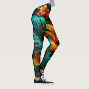 Färgämnen och Elegant Tropical Lövs and Flowers Leggings