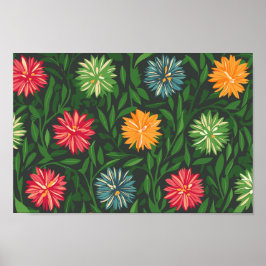 Färgämnen och Grönt Foliage Mönster Poster