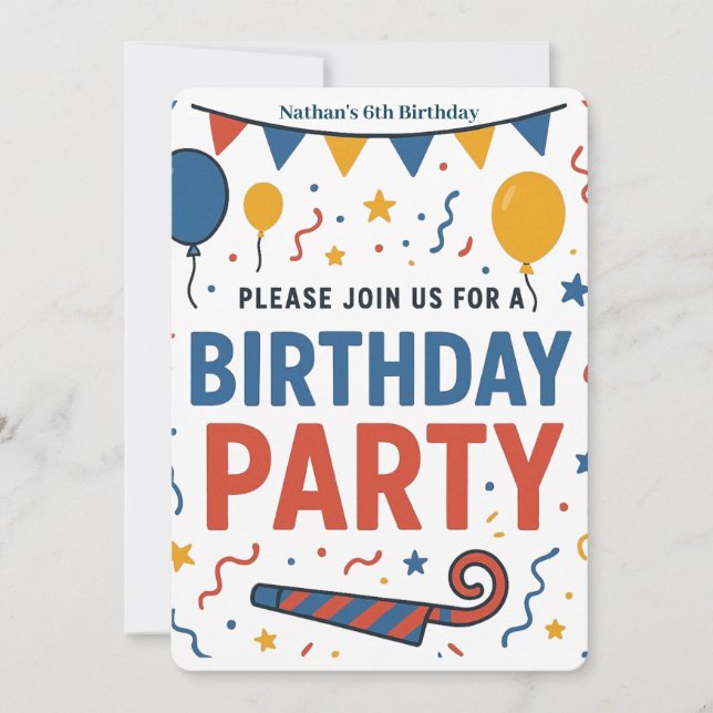 Färgämnen och konfetti-barnens födelsedag inbjudningar (Framsida)