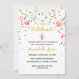 Färgämnen och konfetti-födelsedagsinbjudan inbjudningar