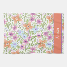 Färgämnen och kute Pastel Blommönster Namn Kökshandduk