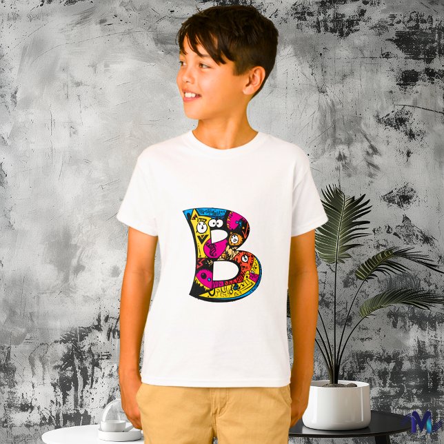 Färgämnen och Roligt Monogram B-stammen och doodle T Shirt (Skapare uppladdad)