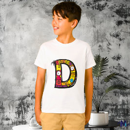 Färgämnen och Roligt Monogram D Tribal och Doodle  T Shirt