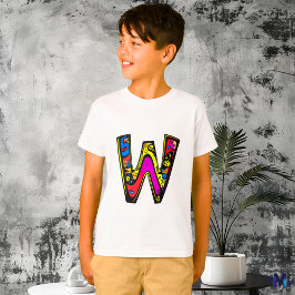 Färgämnen och Roligt Monogram W Tribal och Doodle T Shirt
