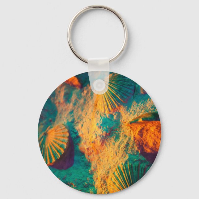 Färgämnen och Snäckor på Beech Nyckelring (Framsida)