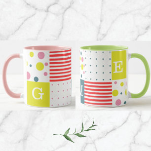 Färgämnen och söt monogram l Dots l Rosa l Blue Mugg