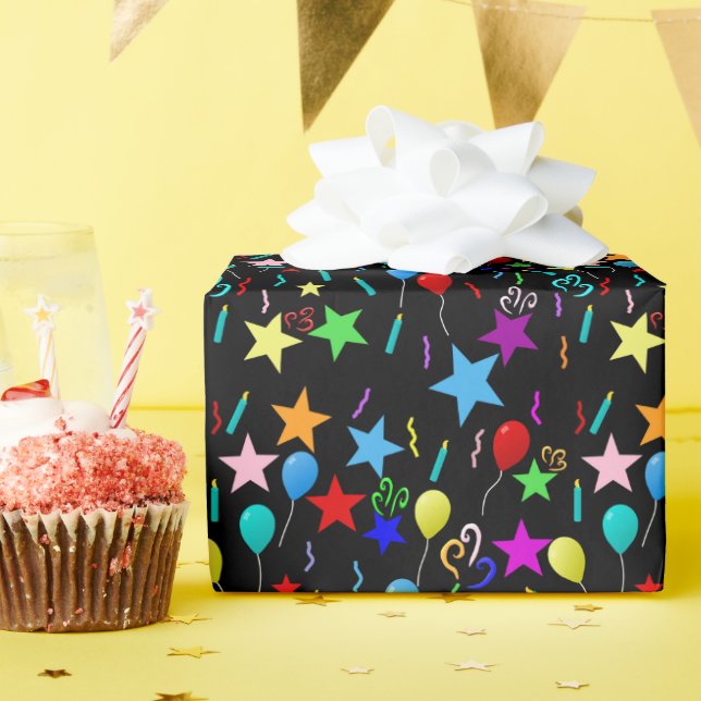 Färgämnen och stjärnor i party presentpapper (Födelsedagsfest)
