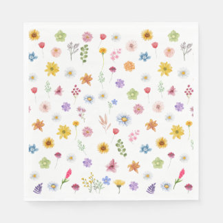 Färgämnen och vibrant Wildblommor Bord Napkins Pappersservett