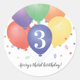 Färgämnen på födelsedagsbubblor runt klistermärke