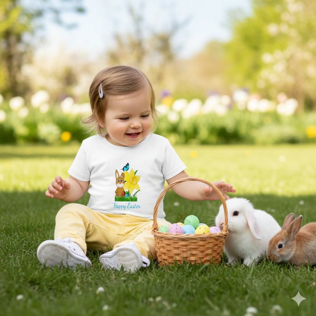 Färgämnen Påsk Daffodils och kanin Baby T-Shirt (Skapare uppladdad)