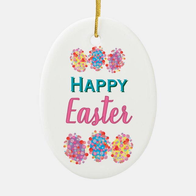 Färgämnen Påskägg Vattenfärgsblock Glad påsk Julgransprydnad Keramik (Framsidan)