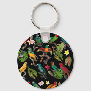 Färgämnen, tropiska partiklar, Löv och blommor Nyckelring