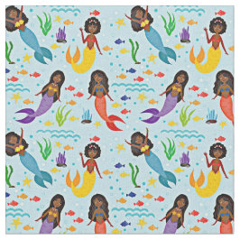 Färgämnen under havets Sjöjungfruar och fisk på bl Tyg