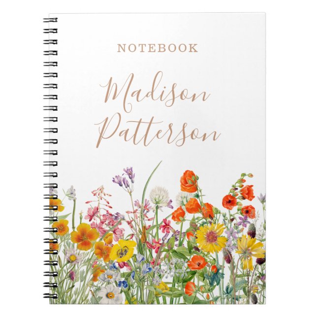 Färgämnen Vild Flowers Land Personlig Namn Anteckningsbok (Framsidan)