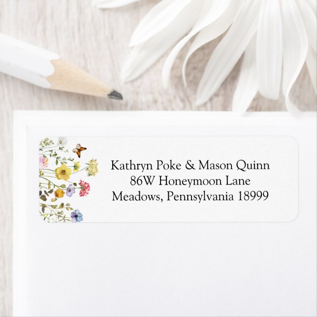 Färgämnen Wildblommor & Butterflies Returadress Etikett (Insitu)