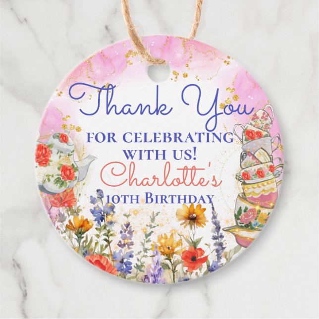 Färgämnen Wildblommor Garden Tea Party Tack Gåvor Etiketter (Framsida)