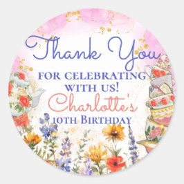 Färgämnen Wildblommor Garden Tea Party Tack Runt Klistermärke