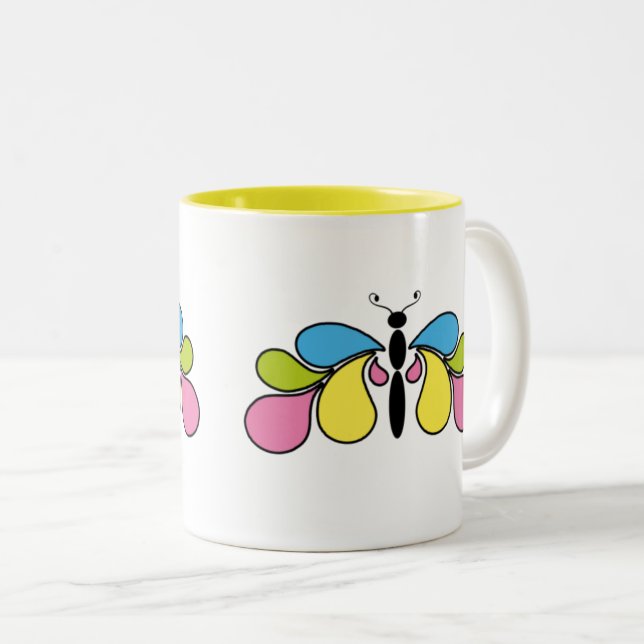 Färgämnet Abstrakt Butterfly Coffee Mugg (Framsida höger)
