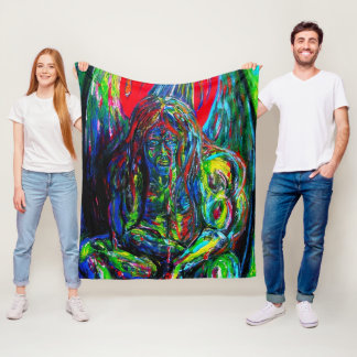 Färgämnet Abstrakt Man Oil på Canvas Fleecefilt