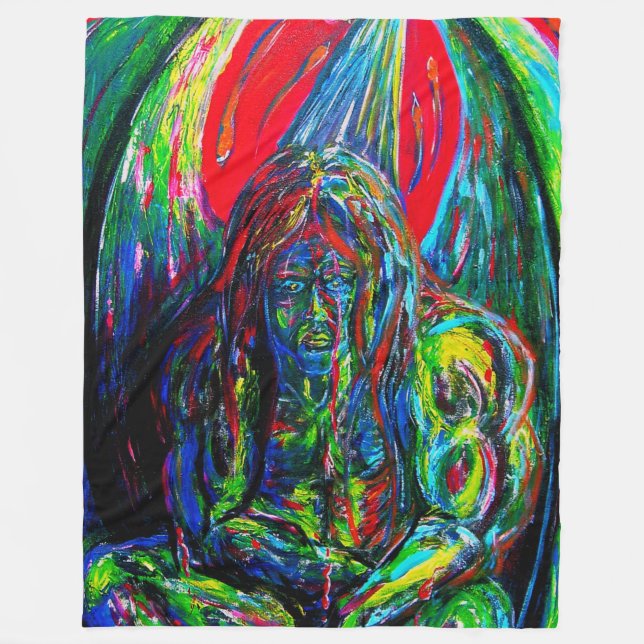 Färgämnet Abstrakt Man Oil på Canvas Fleecefilt (Framsidan)