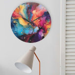 Färgämnet Alcohol Bläck art Stor Klocka<br><div class="desc">Den här designen kan vara personlig om du väljer Redigera design. Du kan också överföra till andra objekt. Kontakta mig på colorflowcreations@gmail.com eller använda alternativet chatta överst på sidan om du vill ha den här designen på en annan produkt eller behöver hjälp. Se mer av mina design eller följ mig...</div>