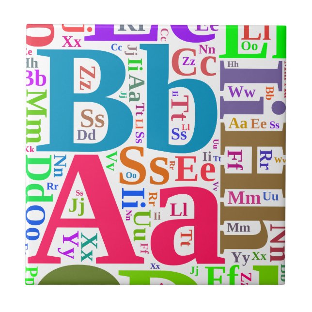 Färgämnet alfabet kakelplatta (Framsidan)