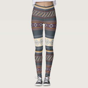 Färgämnet aztec Art Blue Lila Mörk Cute Leggings