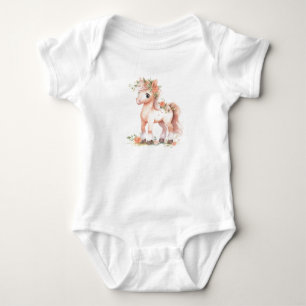 Färgämnet Baby Horse Foal med blommor T Shirt