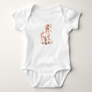 Färgämnet Baby Horse Foal med blommor T Shirt