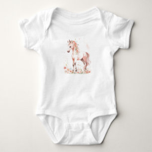 Färgämnet Baby Horse Foal med blommor T Shirt