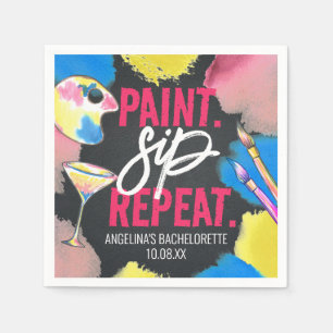Färgämnet Bachelorette Chalkboard Paint och Sip Pappersservett