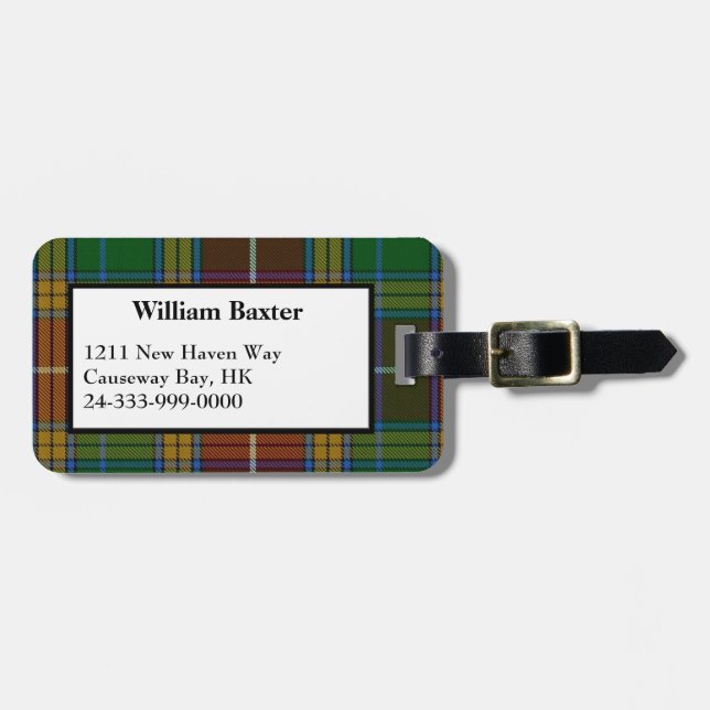 Färgämnet Baxter Tartan Plaid Luggage Tag Bagagebricka (Horisontell Framsida)