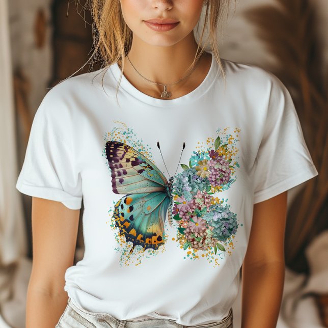 Färgämnet Blommigt Butterfly T Shirt (Show off your style with our butterfly floral t-shirt. Unique, chic, and effortlessly cool!)