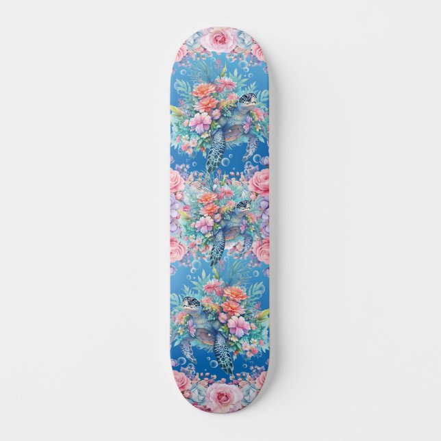Färgämnet Blommigt Sea Turtle Wide Skateboard (Framsida)