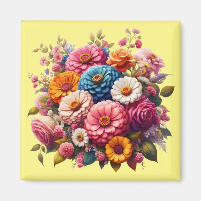 Färgämnet Blommigt/Vår Zinnia/Ro Magnet (Framsidan)