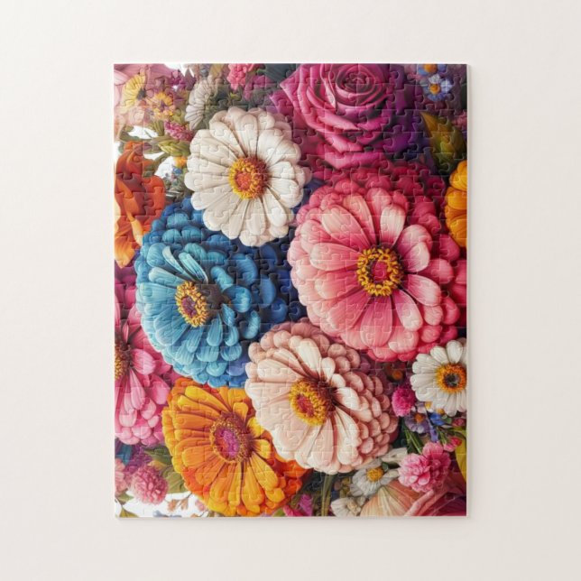 Färgämnet Blommigt/Vår Zinnia/Ro Pussel (Vertikal)