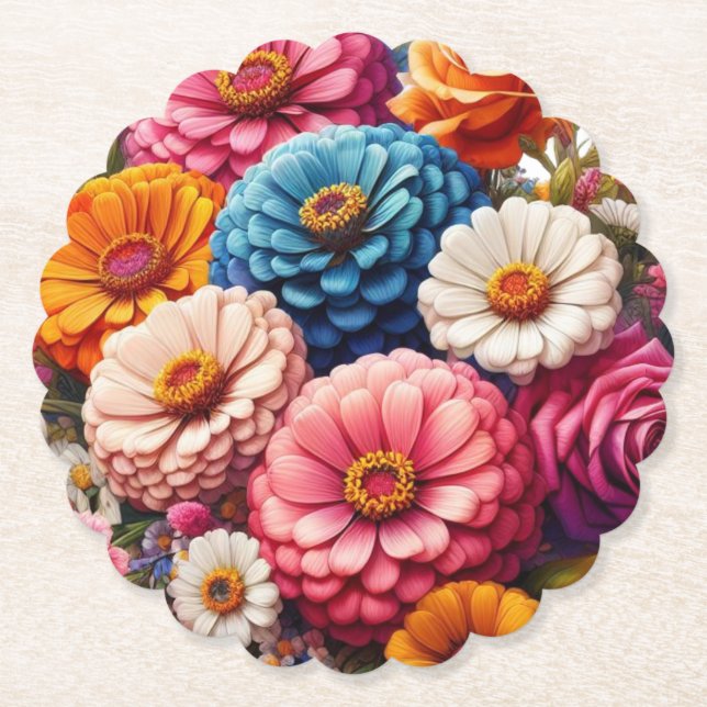 Färgämnet Blommigt/Vår Zinnia/Ro Underlägg Papper (Framsida)