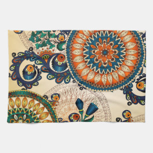 Färgämnet bohemian Boho MOD Hippy Chic Mönster Kökshandduk