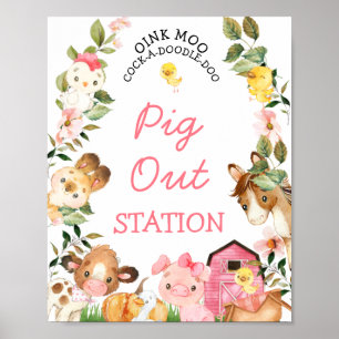 Färgämnet Boskap Rosa Barn Födelsedagsfest Sig Poster