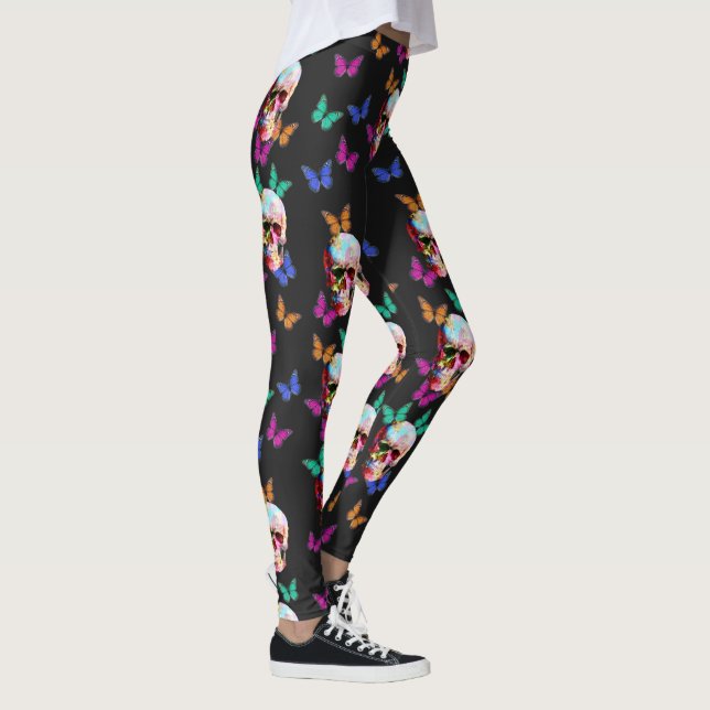 Färgämnet butterfly Gothic Sugar Skull Leggings (Höger)